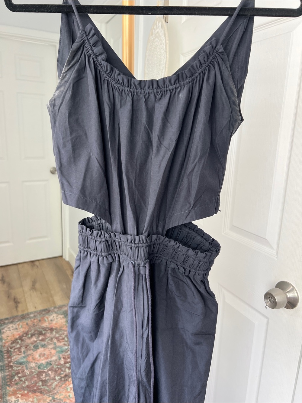 3.1 Phillip Lim Silk Cotton Sleeveless Modern Cutout Wide Leg Jumpsuit Black 00 - Picture 8 of 10